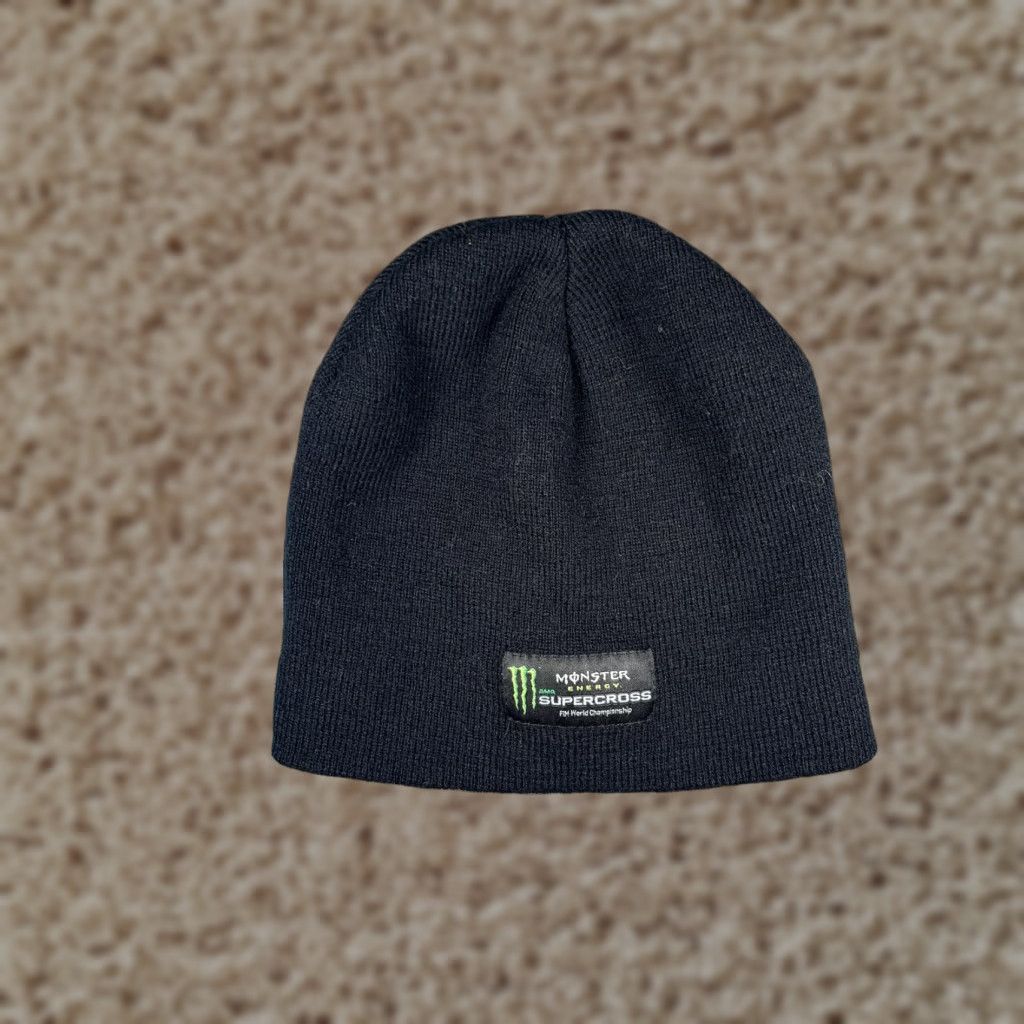 Vintage Monster Energy AMA Supercross Hat Beanie Mens One Size Black Knit Winter Sports Size ONE SIZE - 1 Thumbnail