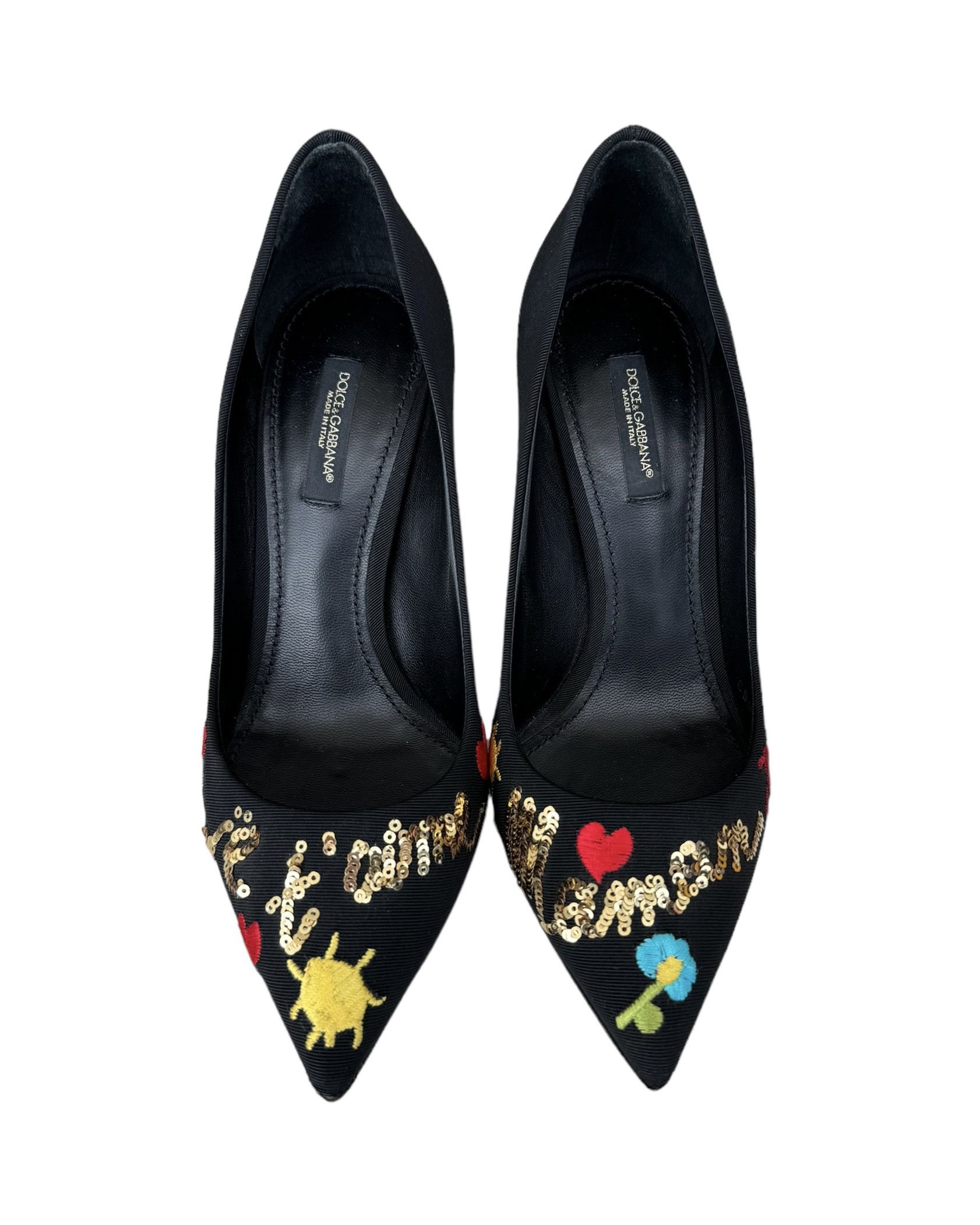 Dolce & Gabbana Dolce & Gabbana Je Taime Maman Sequined Embroidered Pumps Size US 7 / IT 37 - 2 Thumbnail