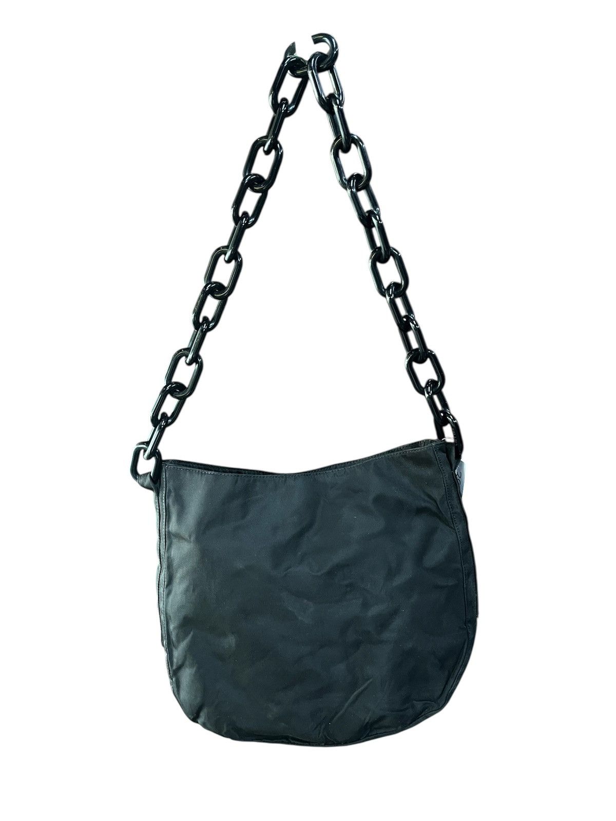 Prada Vintage Prada Black Tessuto Chainlink Shoulder Bag Size ONE SIZE - 3 Thumbnail