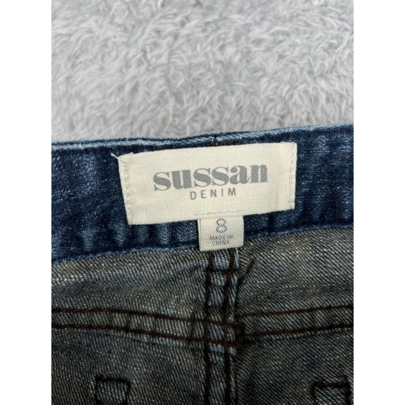 Denime VINTAGE Sussan Jeans 8 Blue Denim Bootcut Skinny Low Rise Cotton 26x30 30 in 5-Pocket Design Embroidered Stretch Regular Womens Size 30" / US 8 / IT 44 - 6 Thumbnail
