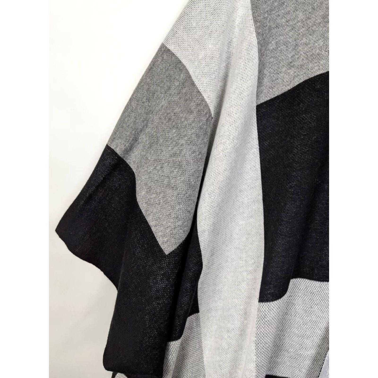 Vintage Joseph A Cardigan Womens Open Front Grey One Size Knit Geometric V-Neck Kimono Sleeve Cotton/Acrylic New Size ONE SIZE - 4 Thumbnail