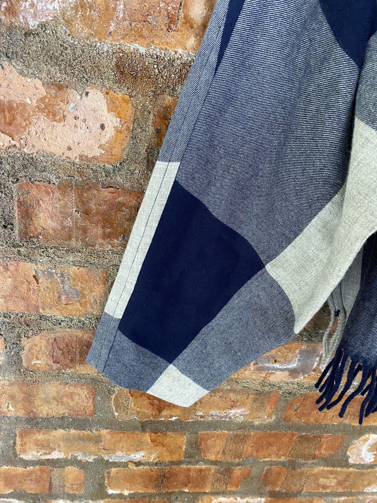 Hai Sporting Gear × Issey Miyake × Japanese Brand 1990s Issey Miyake Check fringe hem wool jacket Size US M / EU 48-50 / 2 - 9 Thumbnail