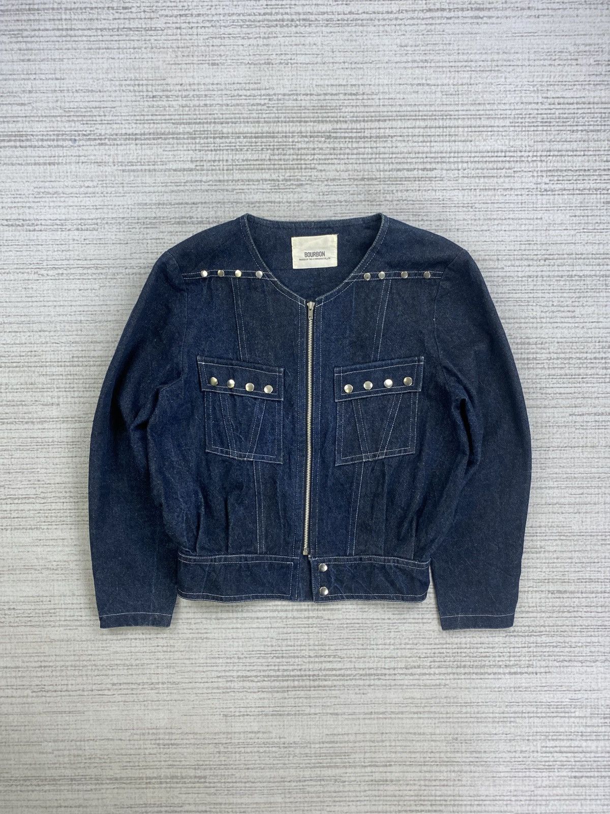 Vintage 🔥Rare Vintage Bourbon Punk Cropped Denim Jacket Size M / US 6-8 / IT 42-44 - 1 Thumbnail