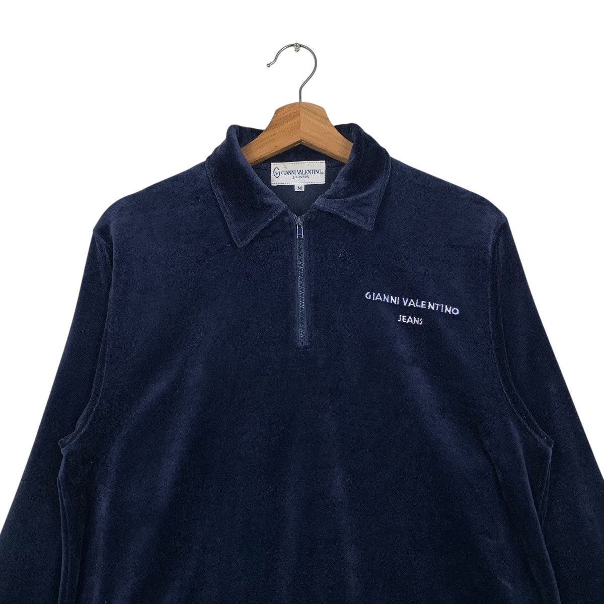 Gianni Valentino GIANNI VALENTINO Half Zip Long Sleeve Velvet Polos #1654-C74 Size US M / EU 48-50 / 2 - 2 Thumbnail