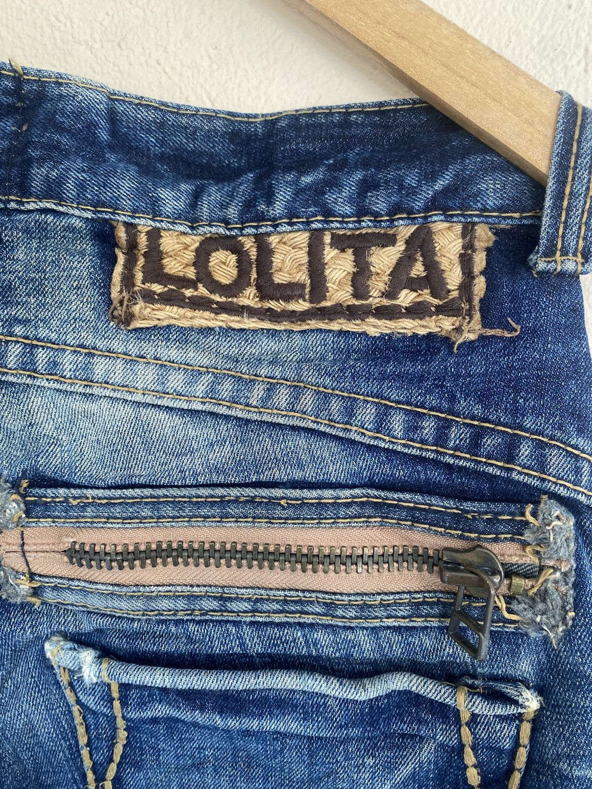 Japanese Brand LOLITA Contrast Stitch Distressed Denim Size 29" - 8 Thumbnail