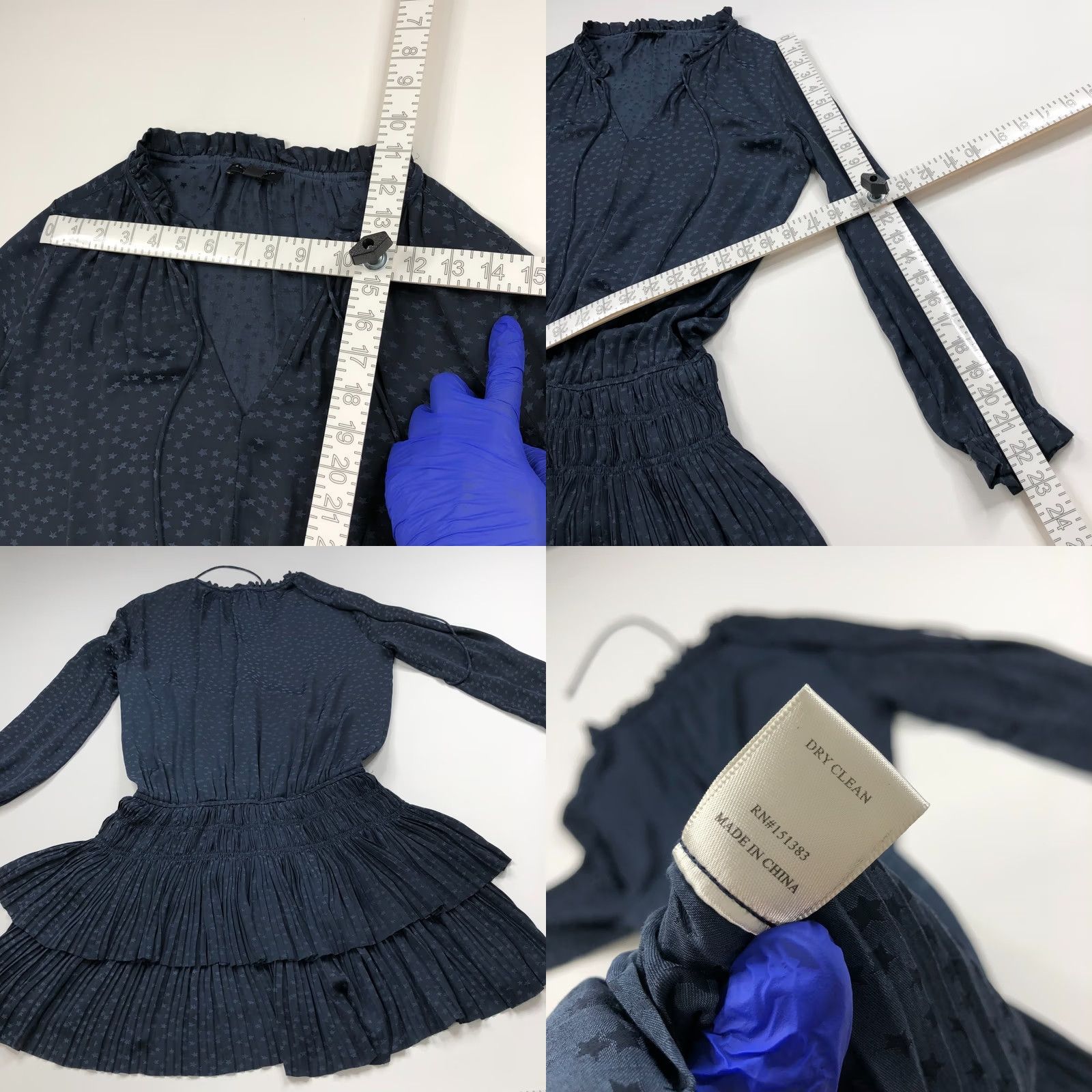 Vintage Current Air XS Dress Blouson Mini All Over Print Pleated Blue Size XS / US 0-2 / IT 36-38 - 9 Thumbnail