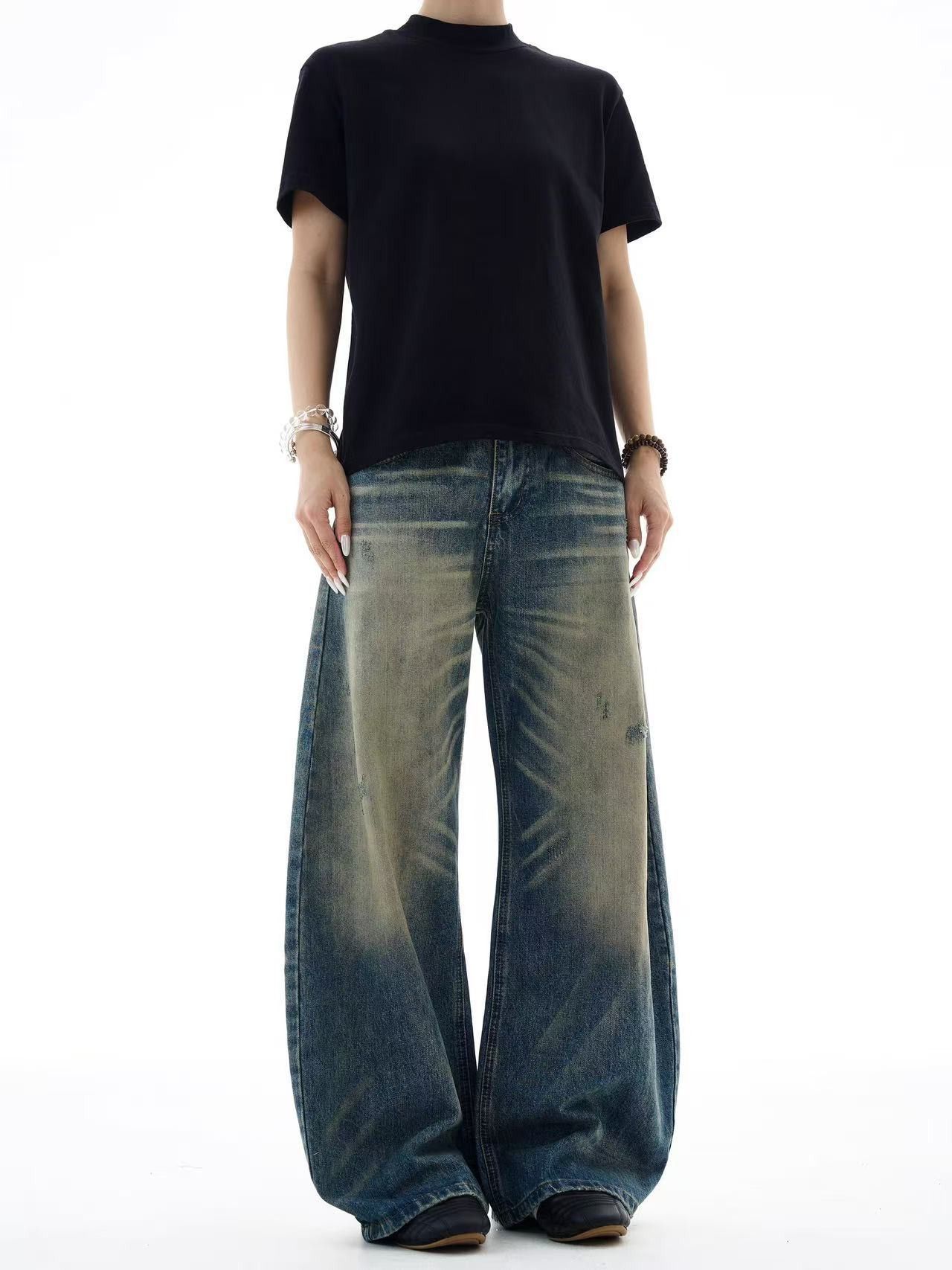 Vintage American men's cleanfit washed distressed scimitar jeans Size US 32 / EU 48 - 5 Thumbnail