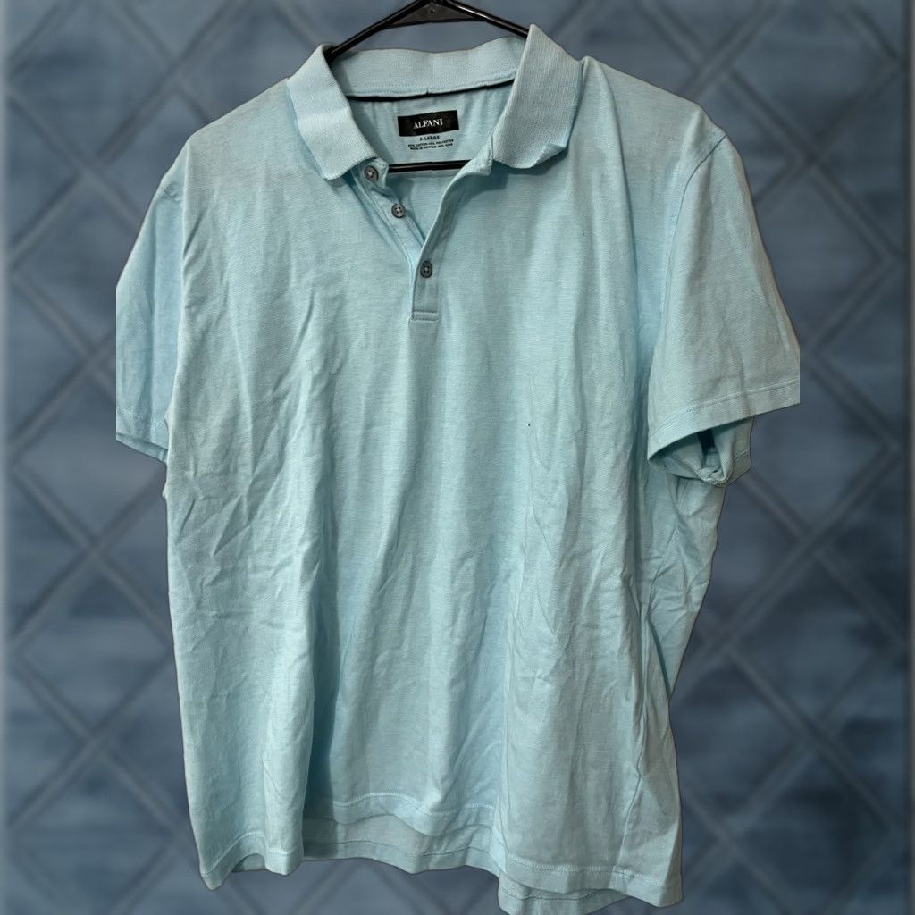 Alfani Alfani Polo Shirt Mens XL Light Blue Knit Short Sleeve Casual Polo Type 1/4 Zip Solid Size US XL / EU 56 / 4 - 1 Thumbnail