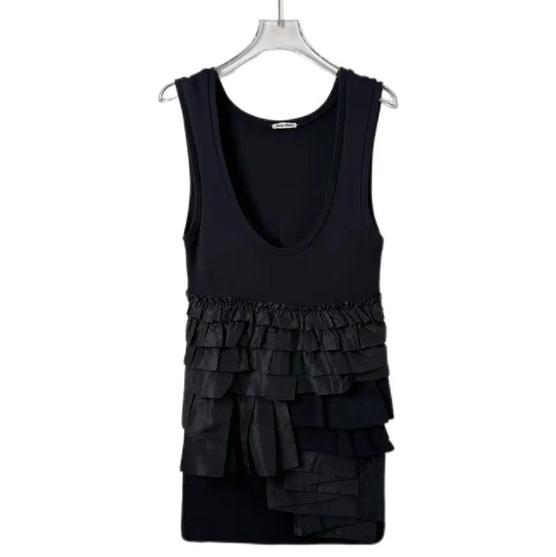 Miu Miu Miu Miu Black Cotton Blend Dress 0089 Size XS / US 0-2 / IT 36-38 - 1 Thumbnail