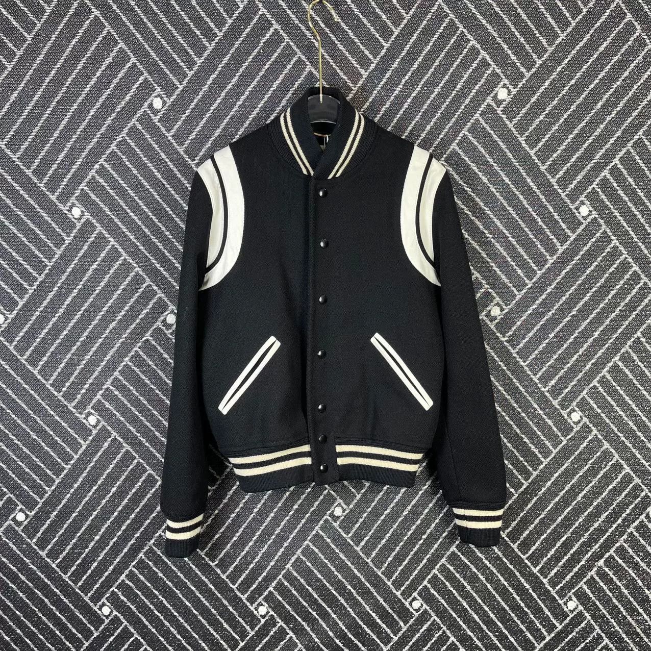 Saint Laurent Paris Saint Laurent Black White Baseball Jacket Size US XXS / EU 40 - 1 Thumbnail
