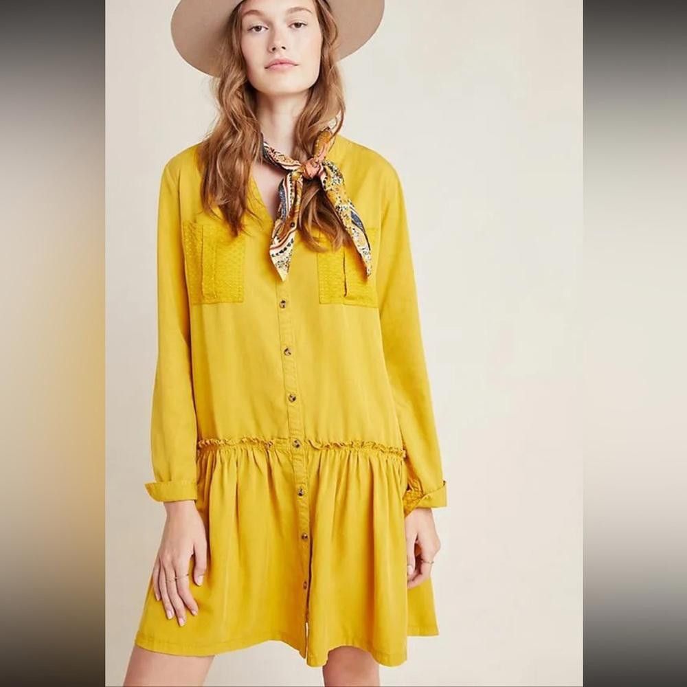 Designer Anthropologie l Maeve Marlie Button-Front Tunic Dress Size 6 Size M / US 6-8 / IT 42-44 - 1 Thumbnail