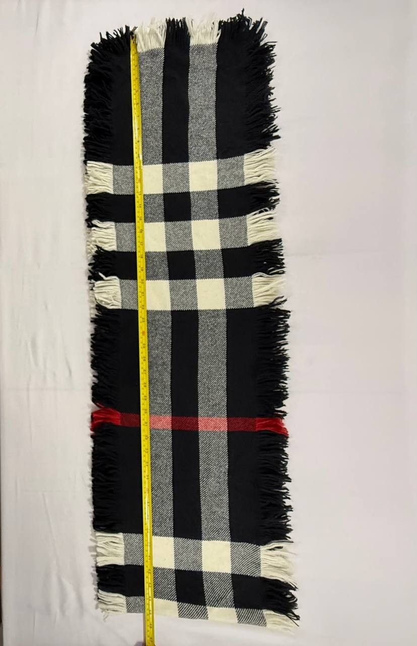 Burberry Burberry Wool Half Mega Fashion Plaid Check Fringe Scarf Size ONE SIZE - 2 Thumbnail