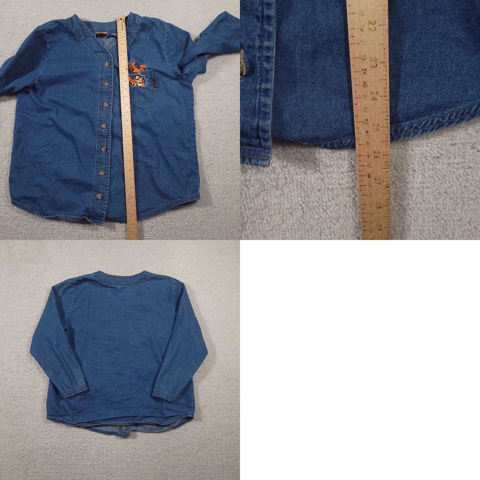 Disney Disney Pooh Woman Denim Shirt Plus Womens 14W/16W Blue Button Front Tigger Embroidered Size XL / US 12-14 / IT 48-50 - 8 Thumbnail