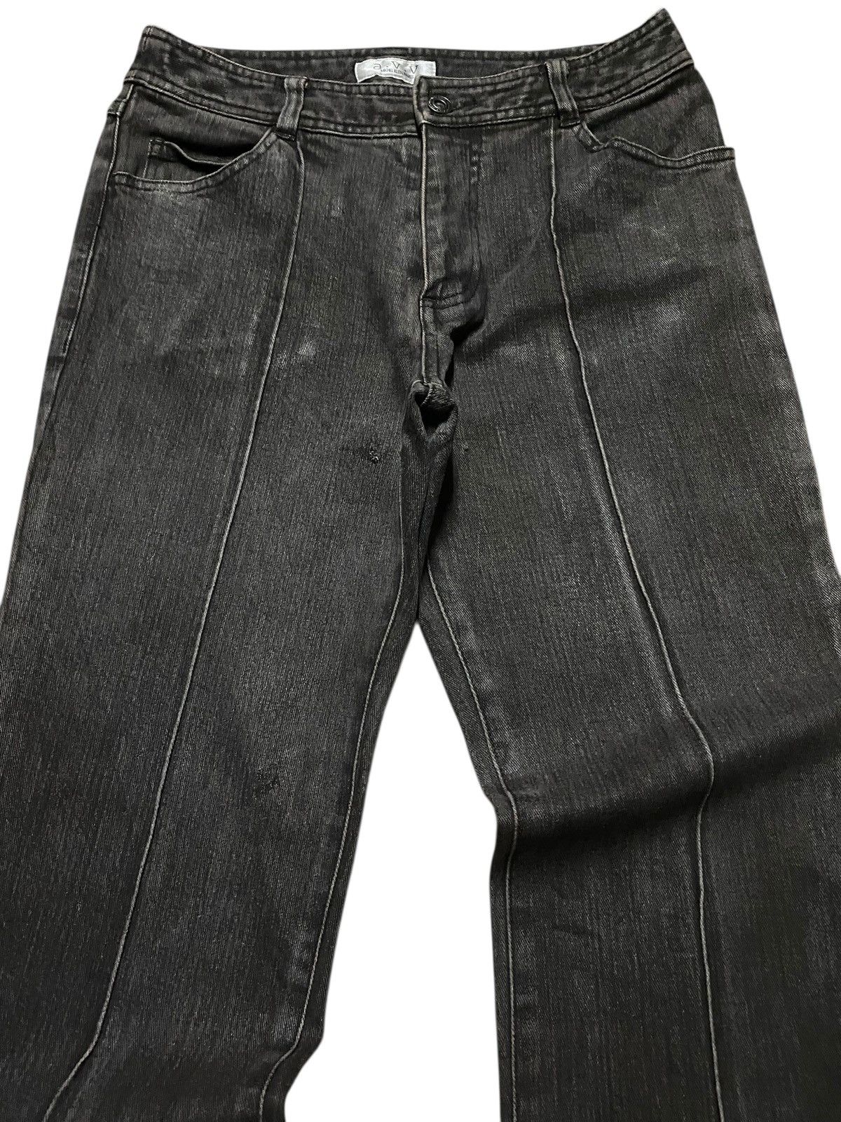 Michel Klein Vintage Michel Klein AVV Black Denim Distressed Flare Jeans Size 26" / US 2 / IT 38 - 3 Thumbnail