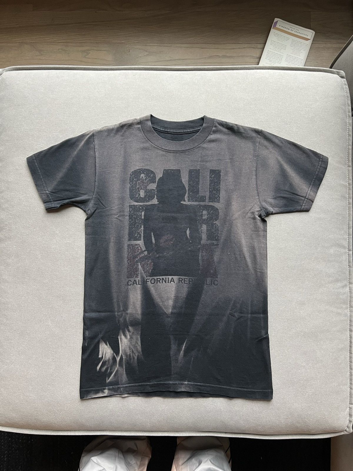 Sunfaded “California Republic” Tee — Charcoal Black