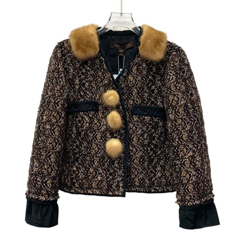 Louis Vuitton Louis Vuitton Dark brown single-breasted wool-woven tweed Size XS / US 0-2 / IT 36-38 - 1 Thumbnail