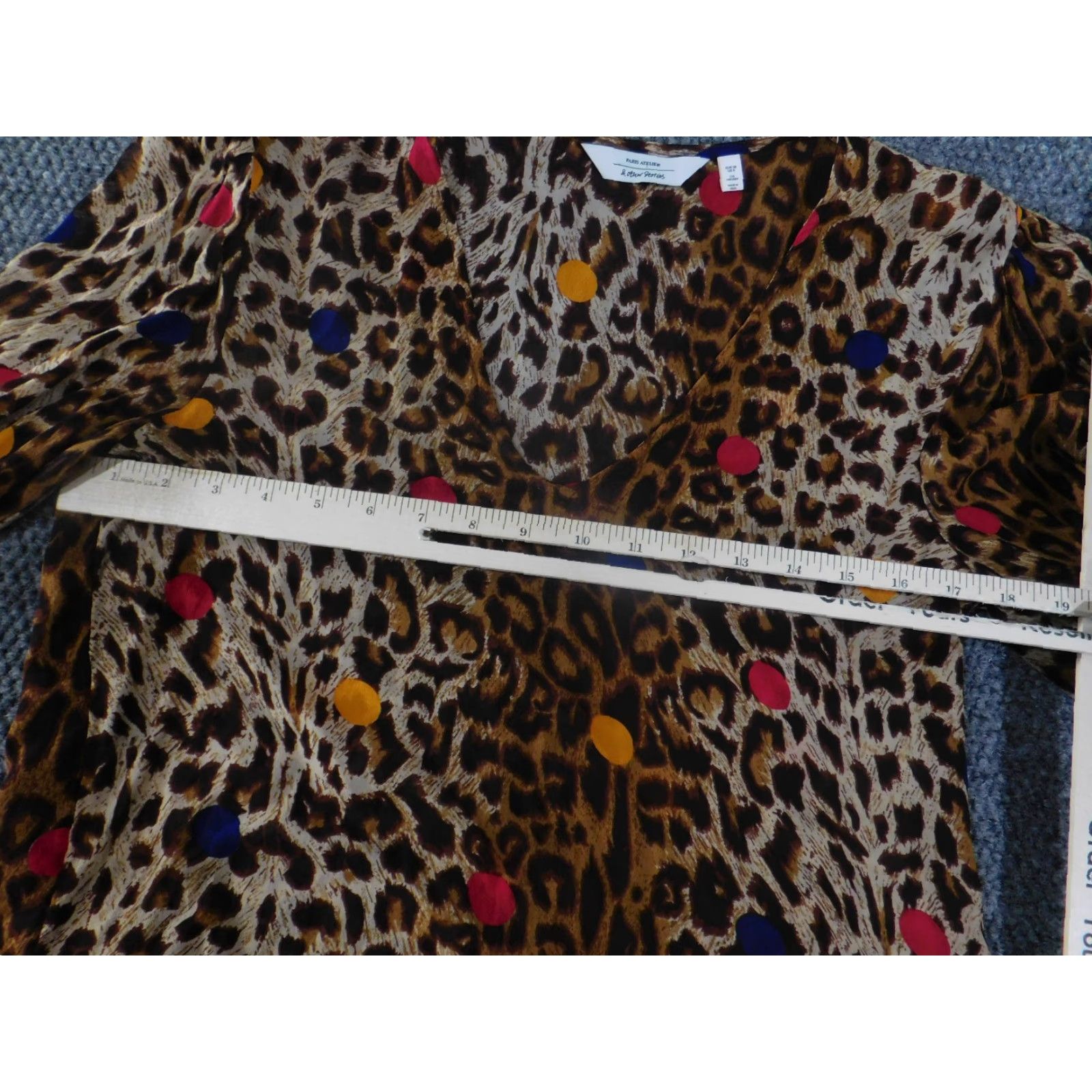 & Other Stories & Other Stories Blouse Womens 8 Multicolor Leopard Polka Dot Sheer Long Sleeve V-Neck Pullover Casual Stretch Regular Brown" Size M / US 6-8 / IT 42-44 - 5 Thumbnail