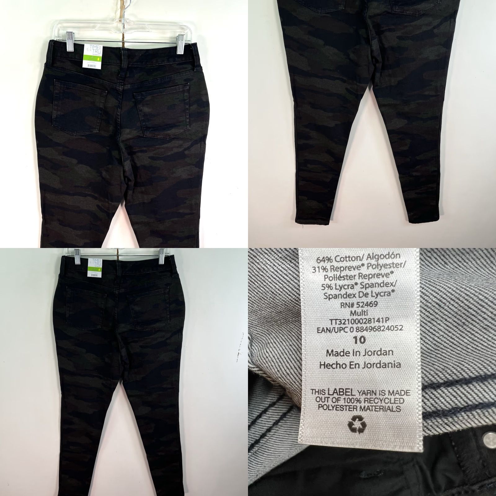 Vintage Time & Tru Jeans Womens High Rise Curvy Button Fly Camo Denim 10 31X29 Vintage No 90s Army Camouflage Pockets Stretch Dark Wash Size 32" / US 10 / IT 46 - 8 Thumbnail