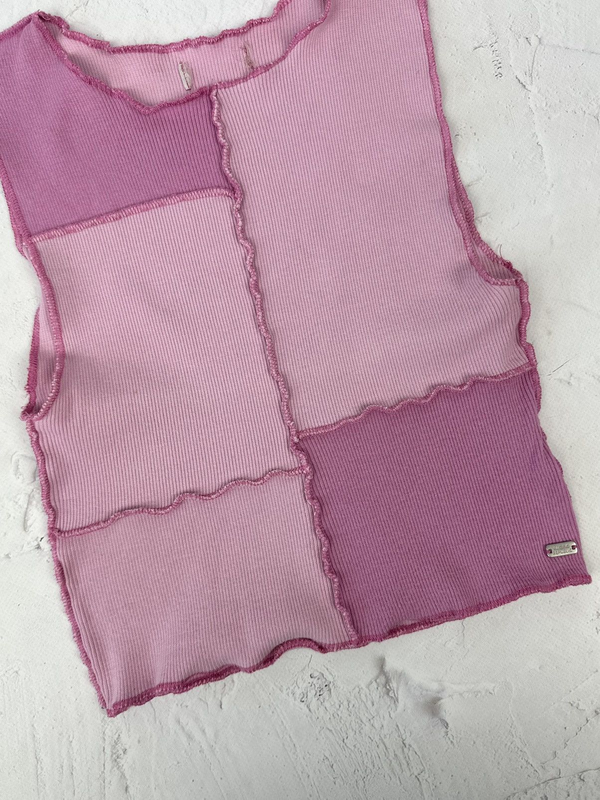 Japanese Brand × Vintage Vintage Patchwork Pink Crop Top Size S / US 4 / IT 40 - 3 Thumbnail