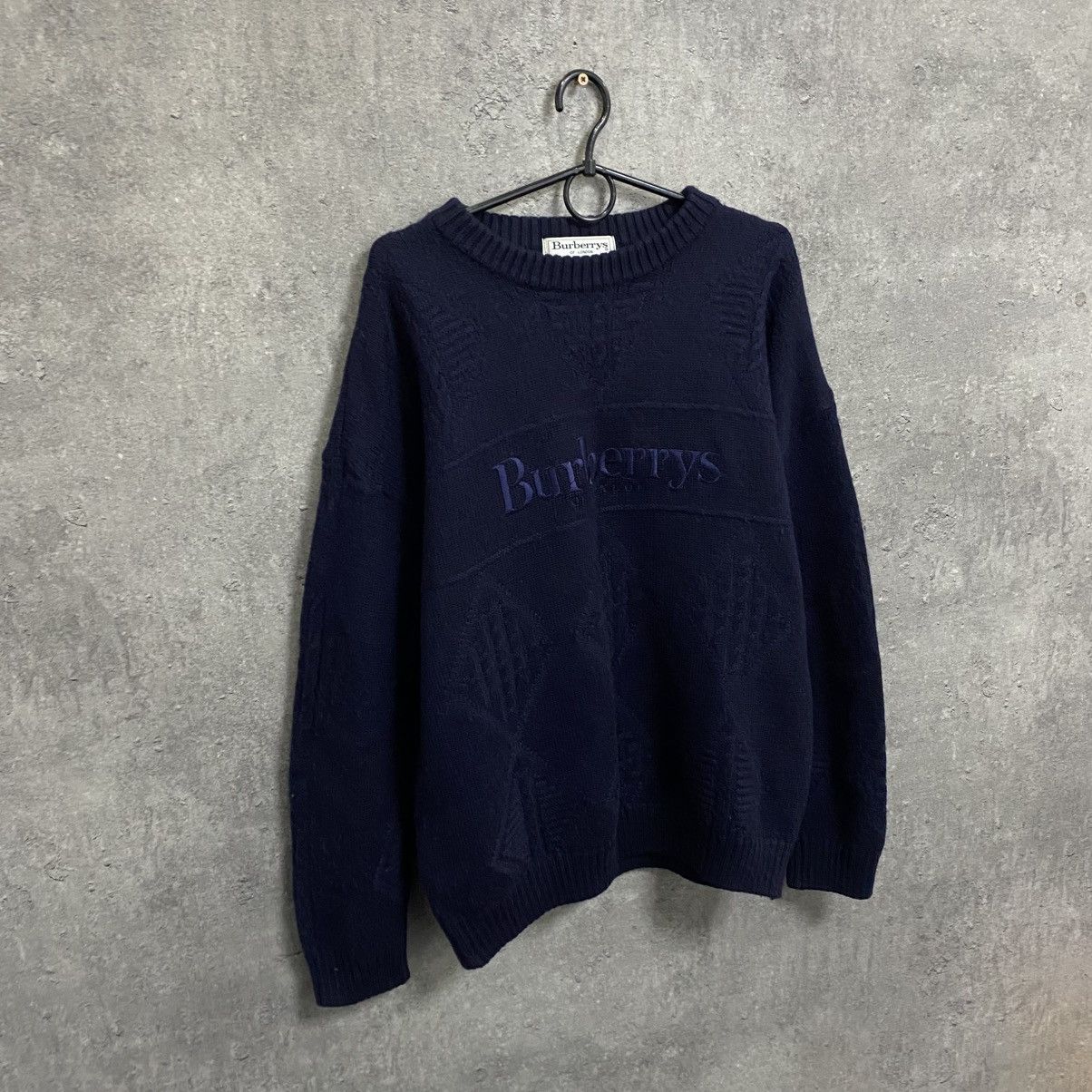 Burberry Vintage Burberrys Sweatshirt Embroidered Big Logo Wool Size US XL / EU 56 / 4 - 3 Thumbnail