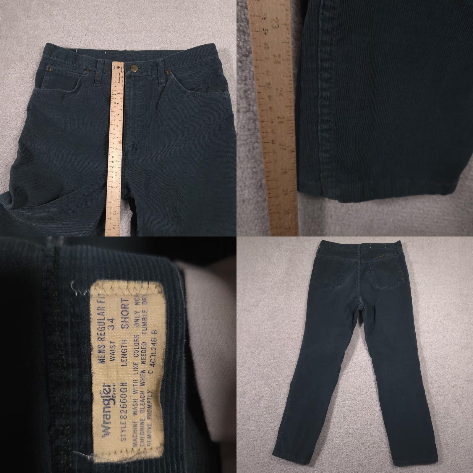 Wrangler Wrangler Pants Mens 34x29 Green Corduroy Regular Fit Straight Leg Casual Size US 34 / EU 50 - 8 Thumbnail