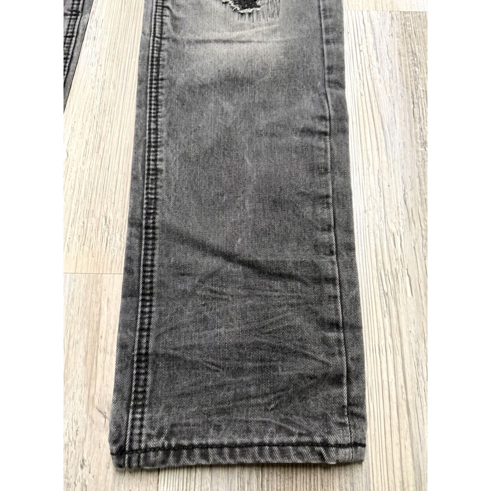 Denime MAKOBI Jeans Mens 32x32 Black Distressed Fade Slim Denim Designer City Size US 32 / EU 48 - 3 Thumbnail