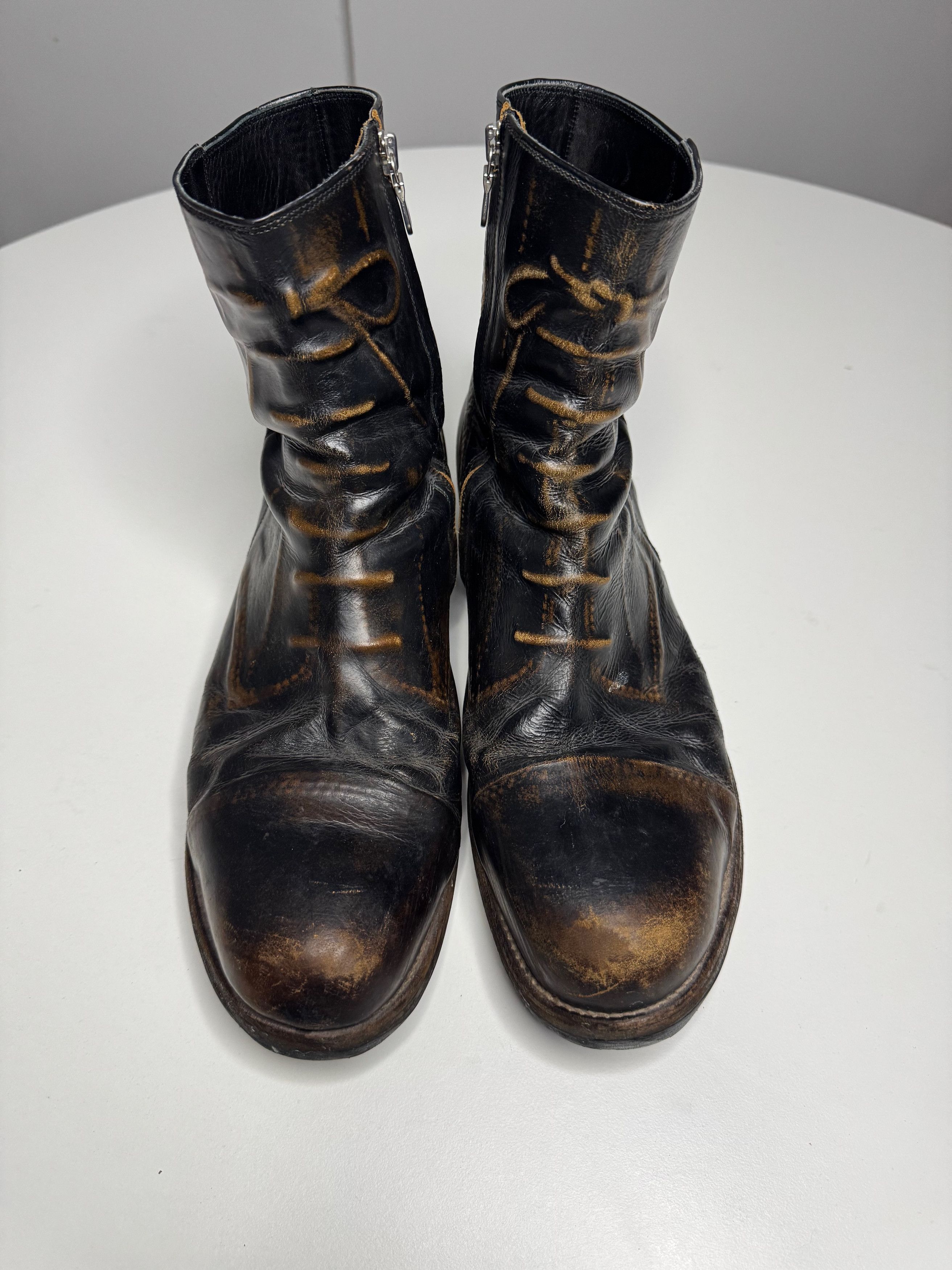 Maison MIHARA YASUHIRO AW 04 Zipped Wrinkle Leather Boots | Grailed