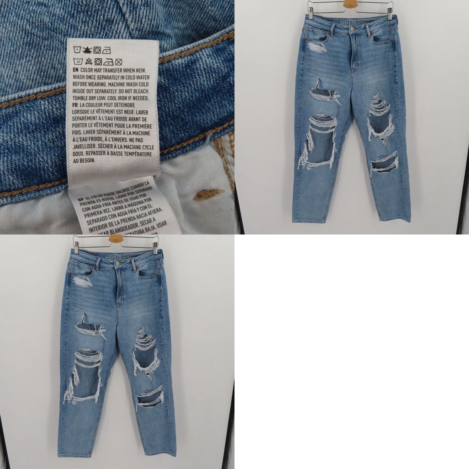 American Eagle Outfitters VINTAGE American Eagle Outfitters Women Jeans Mom High Rise Distressed 90s Blue 10 Women Size 32" / US 10 / IT 46 - 9 Thumbnail