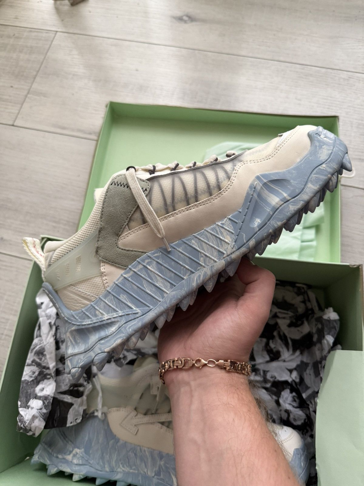 Off-White Off White Odsy 1000 White Blue Size US 12 / EU 45 - 5 Thumbnail