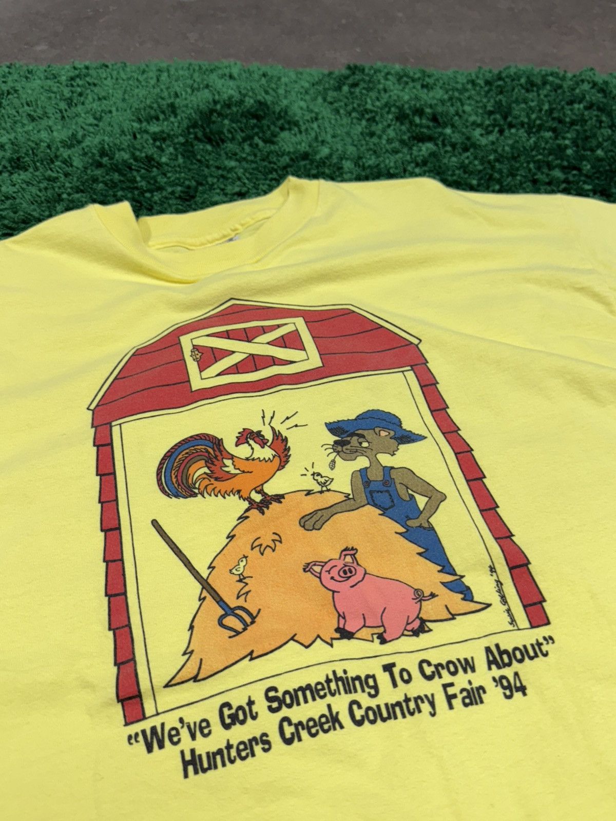 Hanes × Vintage 90s Yellow Hanes Farmer / Barn Country Fair Tee 1994 XL Size US XL / EU 56 / 4 - 4 Thumbnail