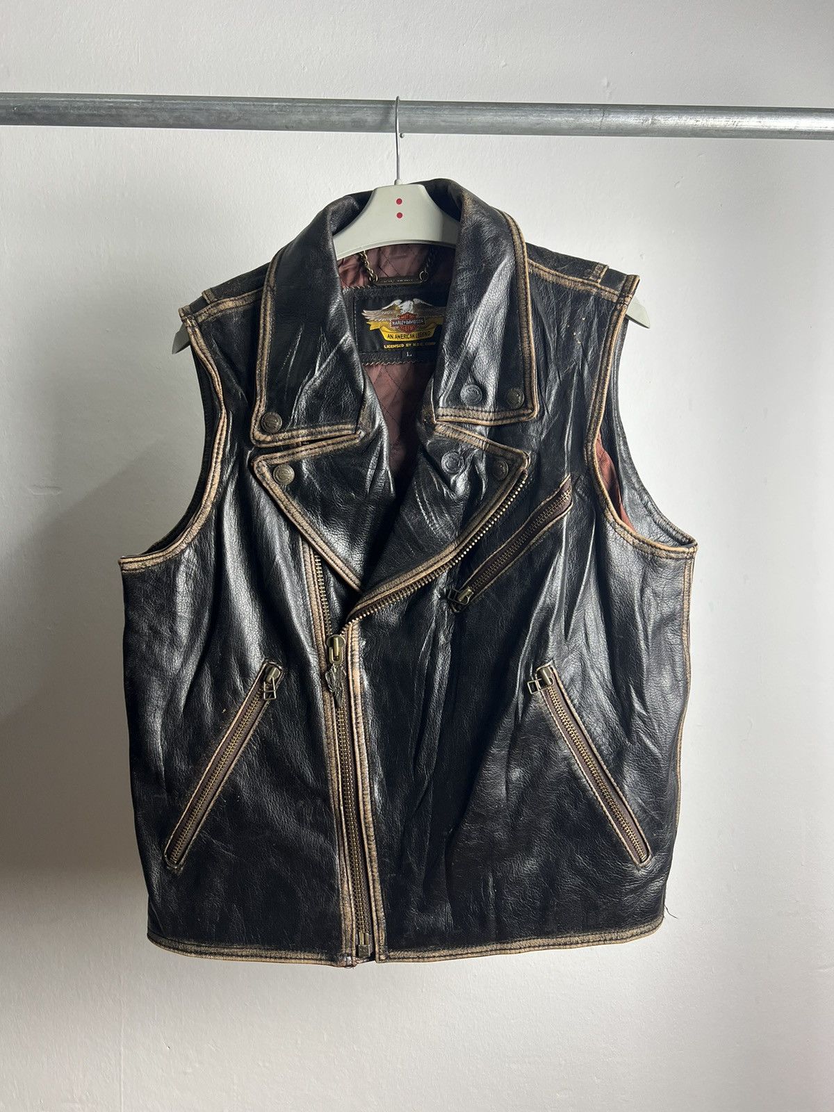 Genuine Leather × Harley Davidson × Vintage Vintage 1980s Harley Davidson Sleeveless Leather Jackets Size US L / EU 52-54 / 3 - 4 Thumbnail