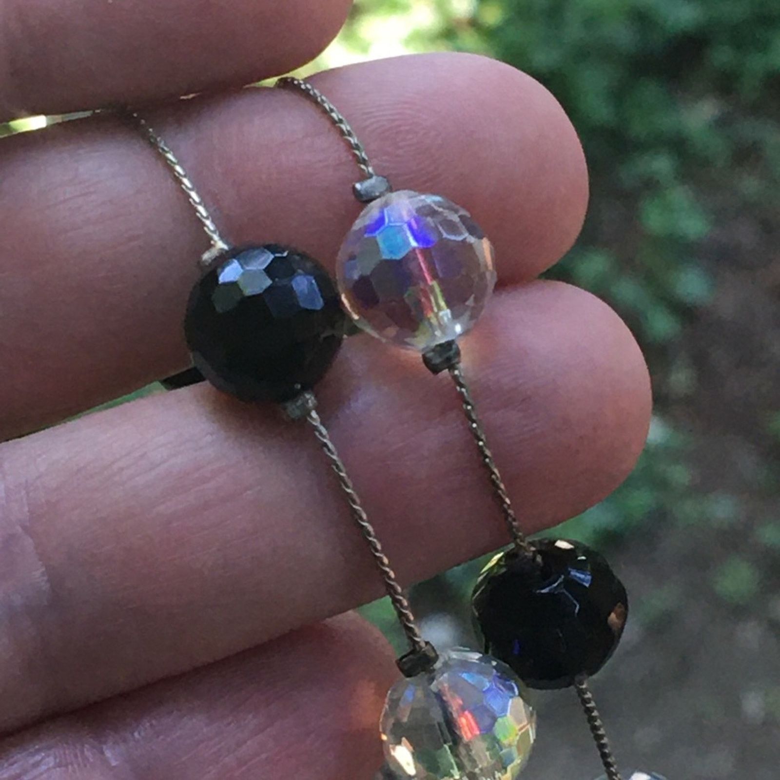 Vintage Vintage 90s faceted jet & AB stone chain necklace Size ONE SIZE - 3 Thumbnail