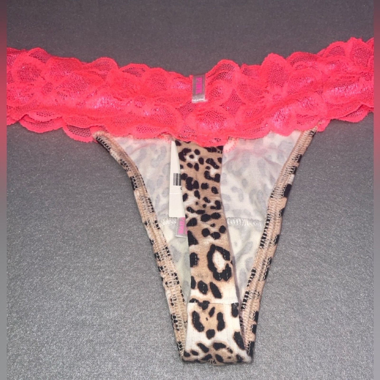 Victoria's Secret Victoria’s Secret’s Leopard Hot Neon Lace Thong NEW M Size ONE SIZE - 7 Thumbnail