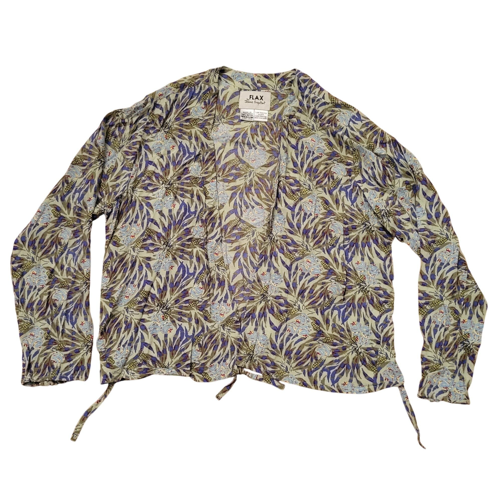 FLAX Flax Jeanne Engelhart M Rayon Floral Print Tie Front Lightwe Size M / US 6-8 / IT 42-44 - 1 Thumbnail