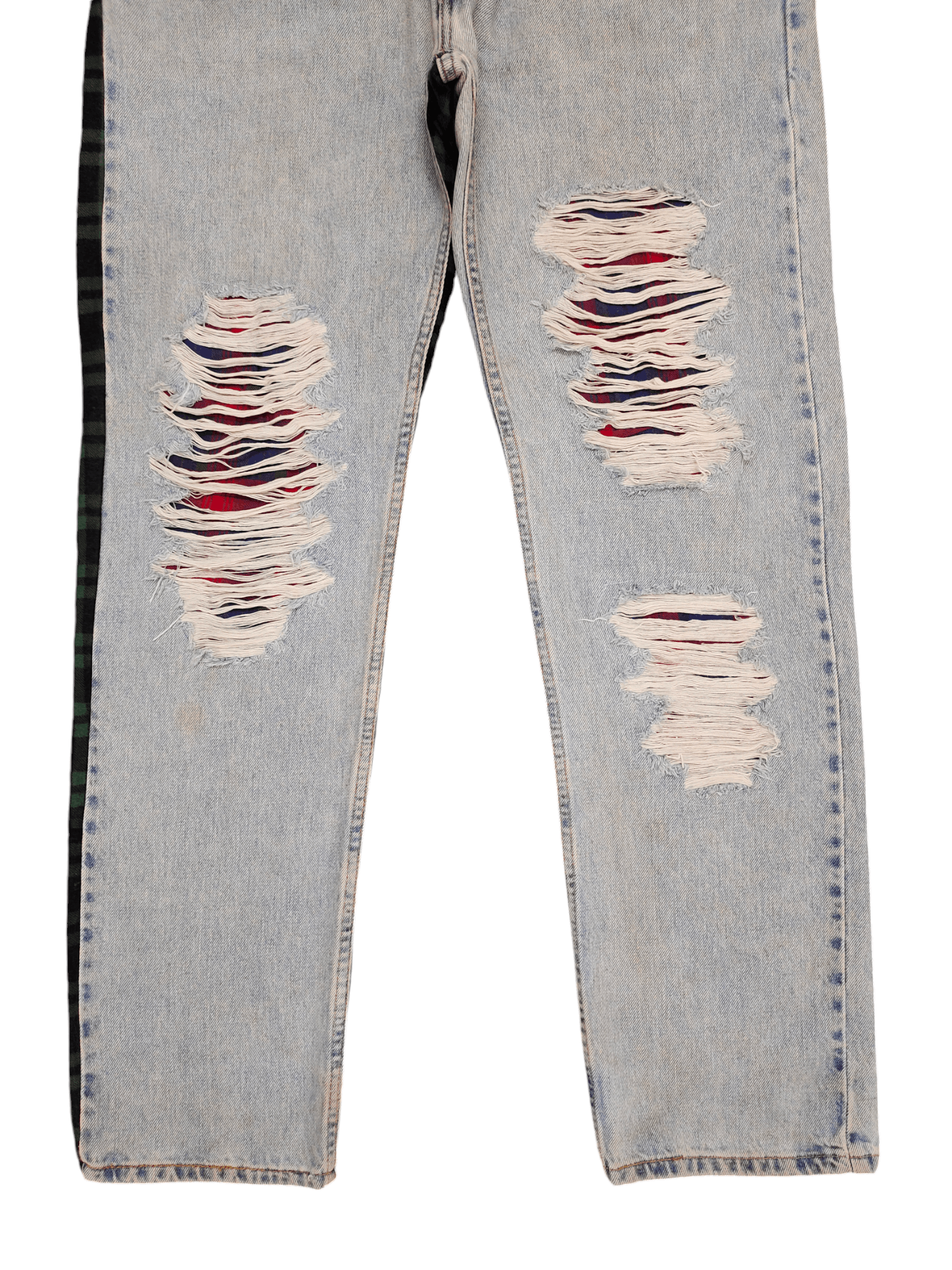 Levi's Vintage Clothing Vintage Levis 505 Distress Faded Checkered Jeans Custom Size US 34 / EU 50 - 10 Thumbnail