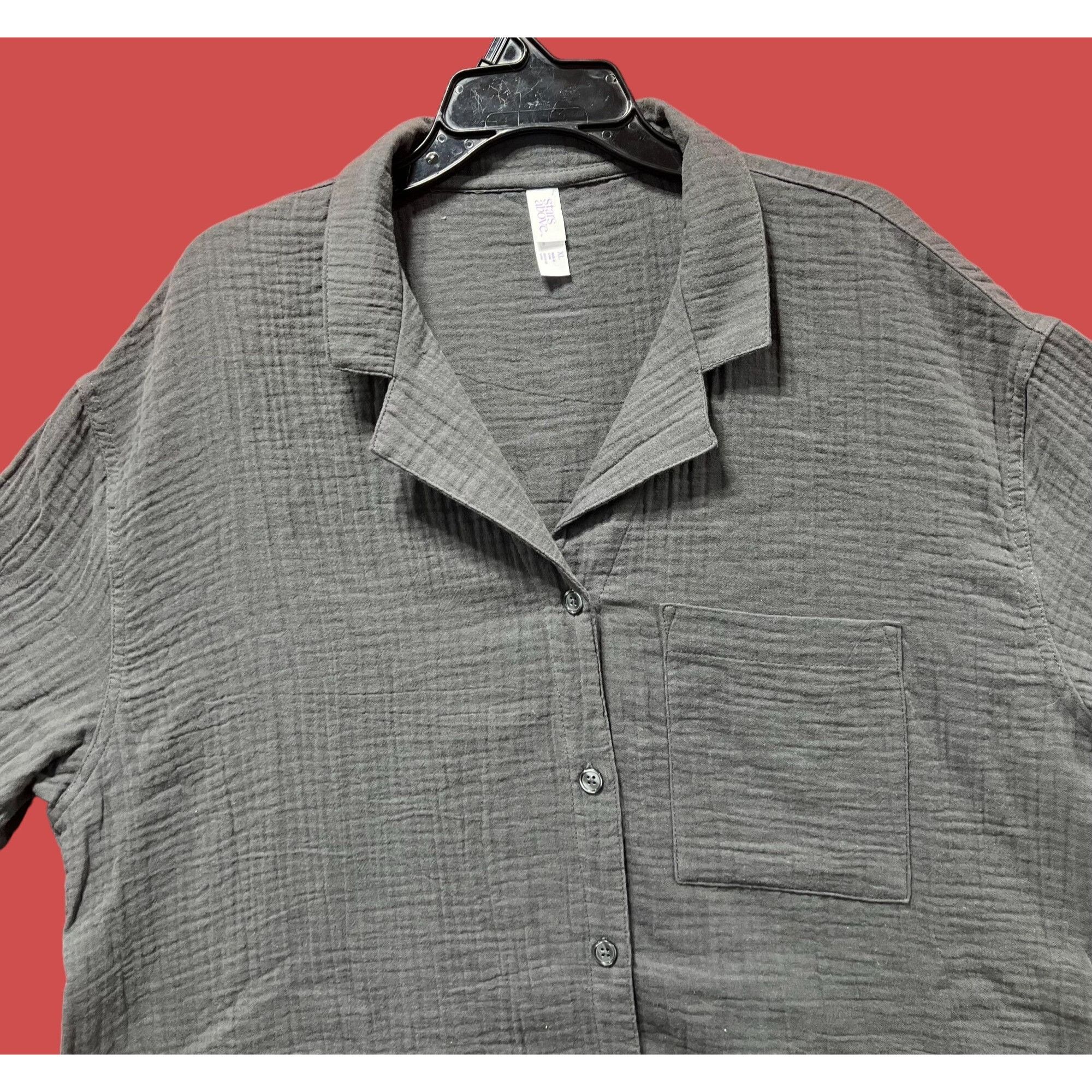 Other Stars Above - Women's Gauze Sleepwear Top - Gray - Extra Lar Size XL / US 12-14 / IT 48-50 - 13 Thumbnail
