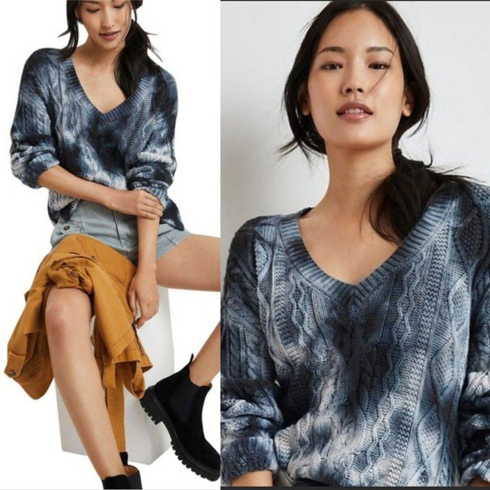 Anthropologie New Anthropologie Pilcro Joni Cable Knit Tie Dye Cotton Swe Size S / US 4 / IT 40 - 1 Thumbnail