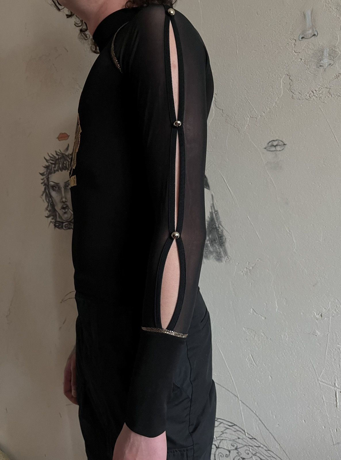 Jean Paul Gaultier Beauty Beast Gothic Poem Rock Punk Opium JPG Mesh LongSleeve Size S / US 4 / IT 40 - 5 Thumbnail