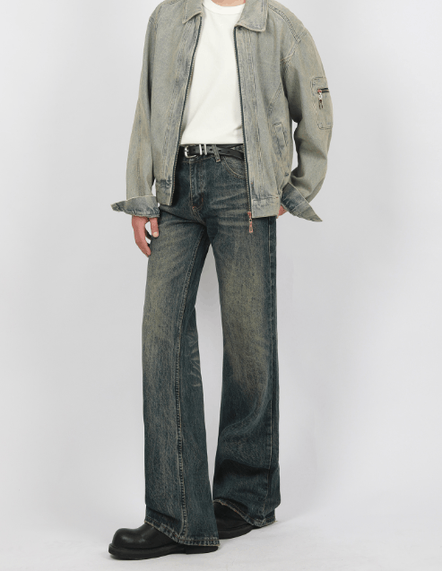 Japanese Brand × Vintage Men's cleanfit distressed vintage flared jeans Size US 32 / EU 48 - 2 Thumbnail