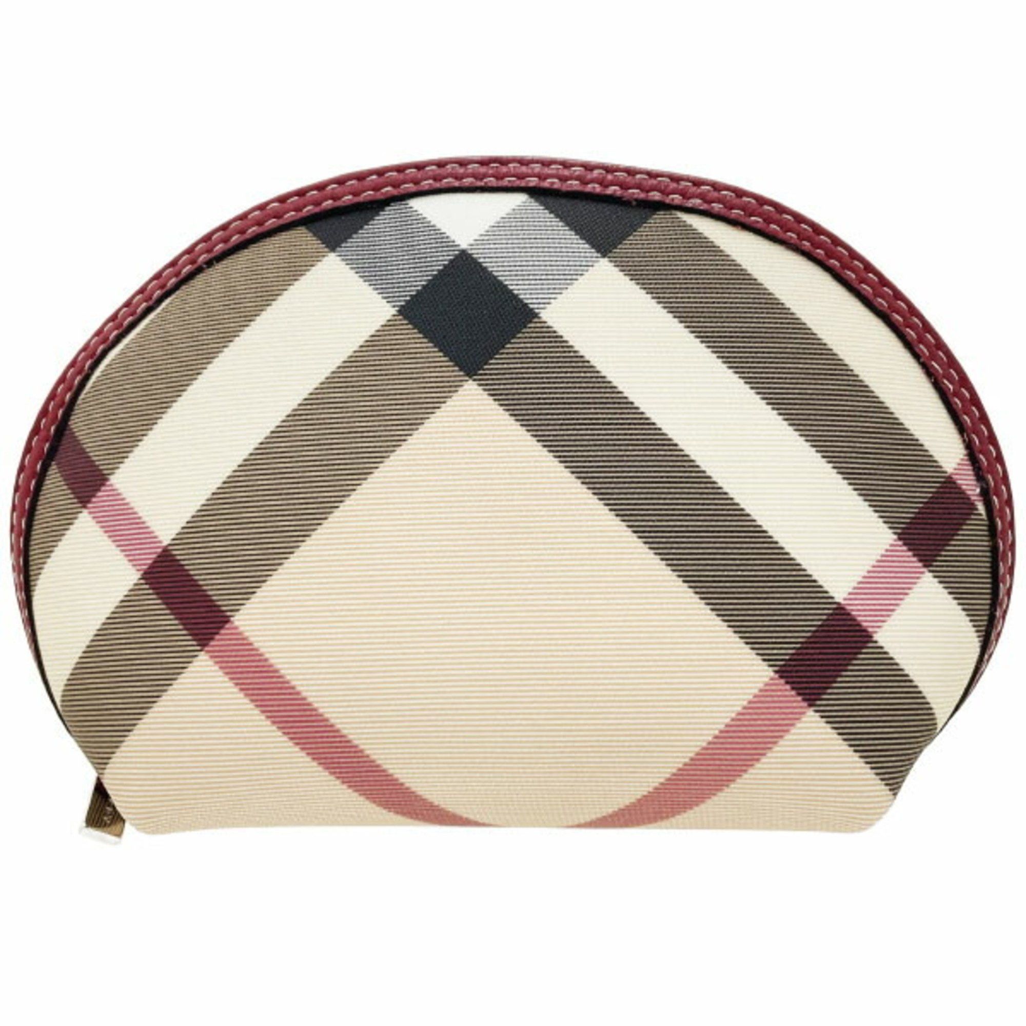 Burberry Burberry London Pouch Check PVC Beige Multicolor Red BURBERRY LONDON Pattern Tick NN-14903 Size ONE SIZE - 1 Thumbnail