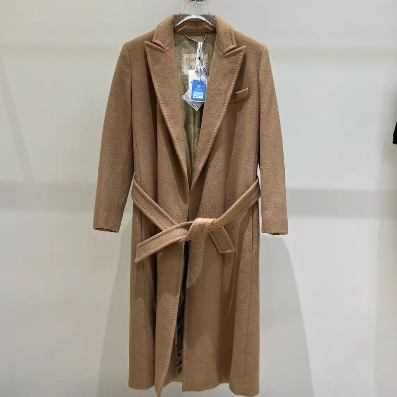 Max Mara MaxMara Long Wool Blend Coat in Khaki 0089 Size M / US 6-8 / IT 42-44 - 1 Thumbnail