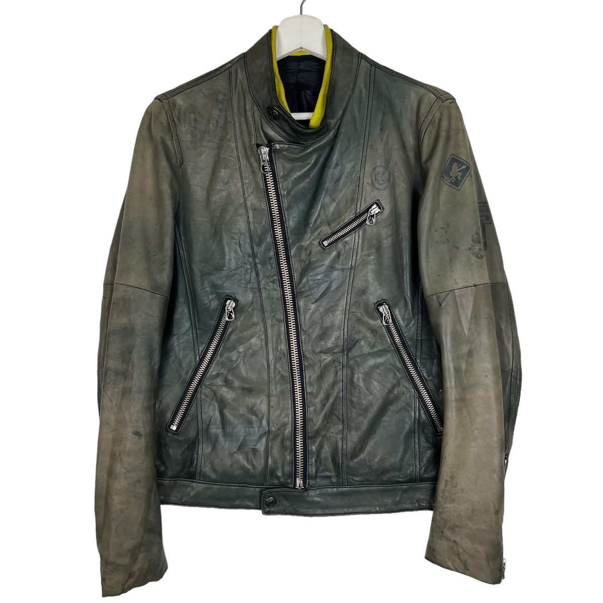 Frapbois 🔥 FRAPBOIS ASYMMETRICAL DYED LEATHER MOTO JACKET Size US S / EU 44-46 / 1 - 1 Thumbnail