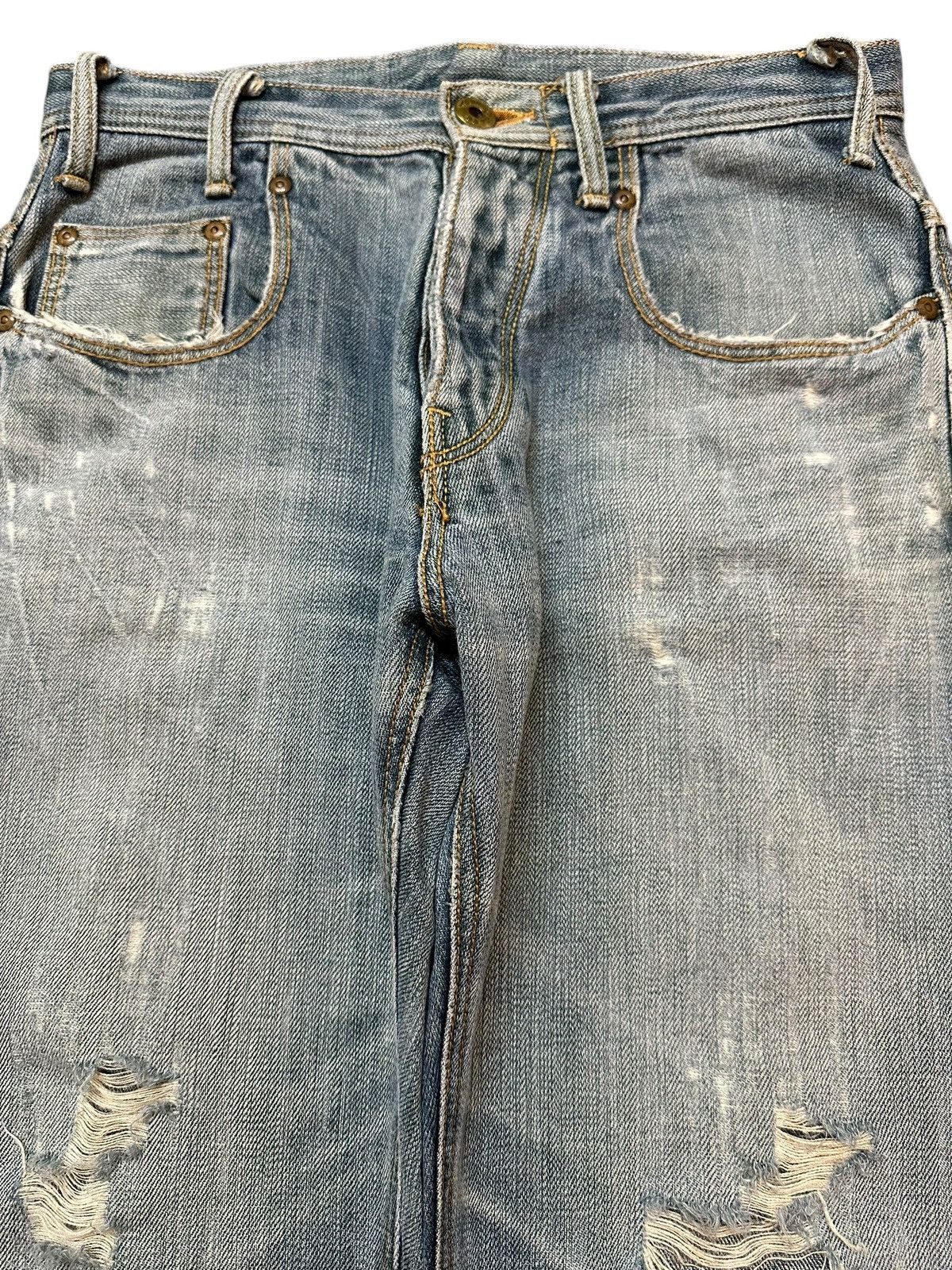 Lee Vintage Lee Buckle Style Faded Wash Distressed Baggy Jeans Size US 30 / EU 46 - 3 Thumbnail