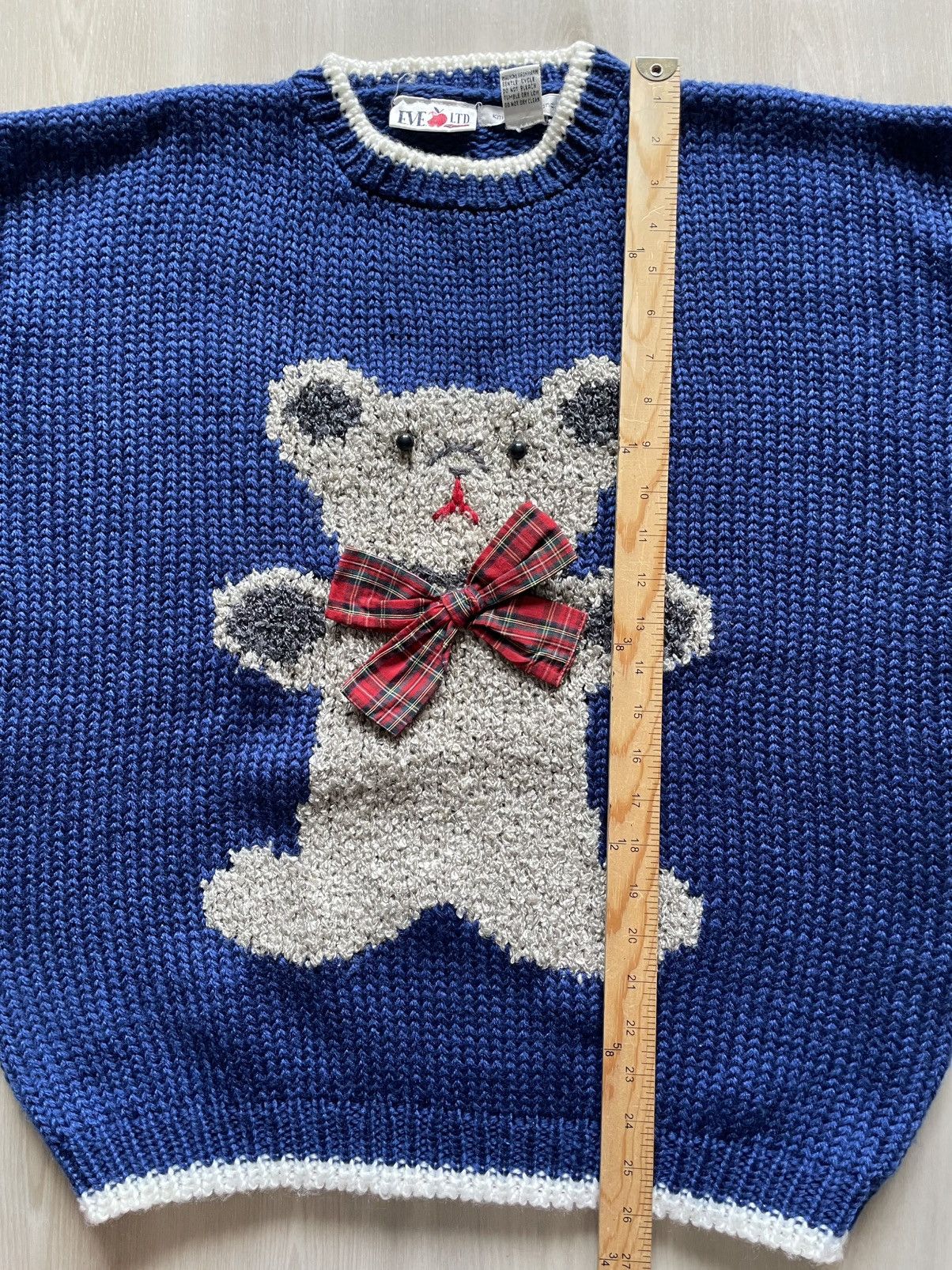 Vintage VTG 80s Eve Teddy Bear Sweater Hand Knit Christmas Sz 22 Size XXL / US 16-18 / IT 52-54 - 7 Thumbnail