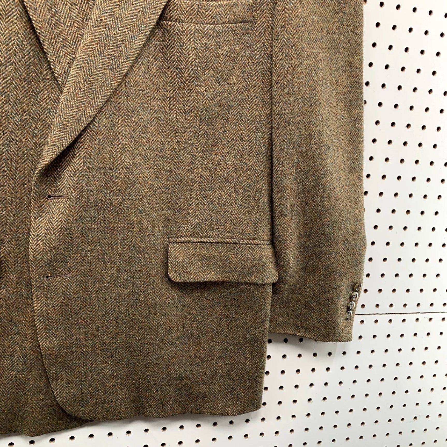 Vintage VINTAGE Kuppenheimer Blazer Mens 40/42 Tweed Wool Brown Herringbone USA Size 42R - 7 Thumbnail
