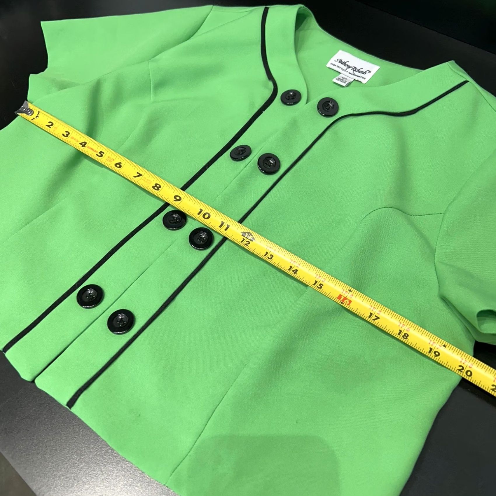 Vintage VINTAGE Anthony Richards Blouse Shirt Womens 12P Green Button Front Short Sleeve Top Size XL / US 12-14 / IT 48-50 - 6 Thumbnail