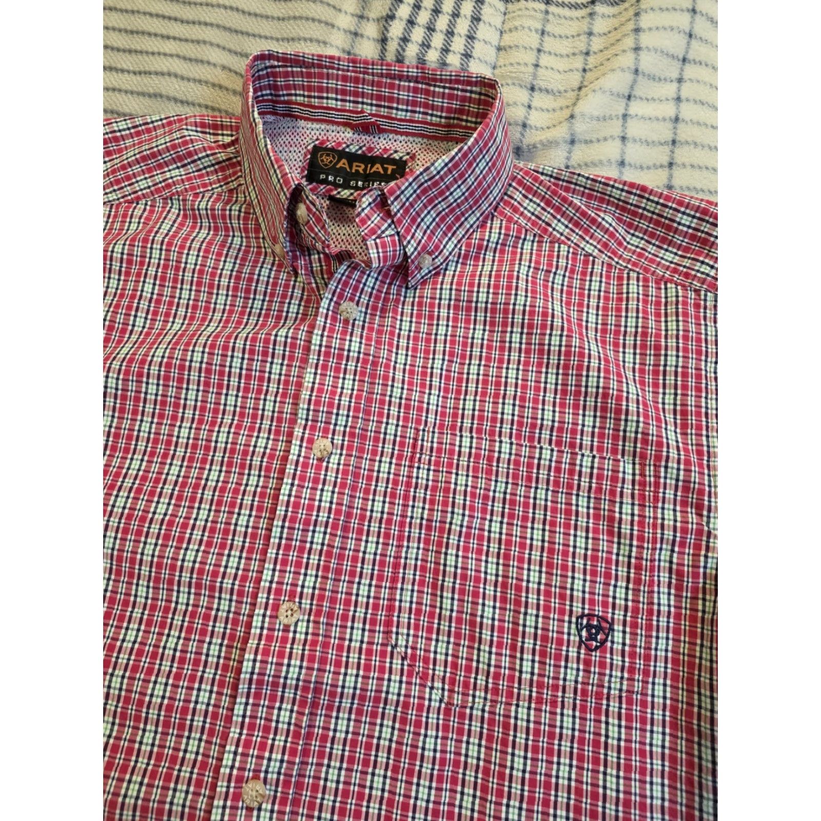 Ariat Ariat Pro Series Short Sleeve Button Down Pocket Shirt Red Plaid Men's M Size US M / EU 48-50 / 2 - 2 Thumbnail