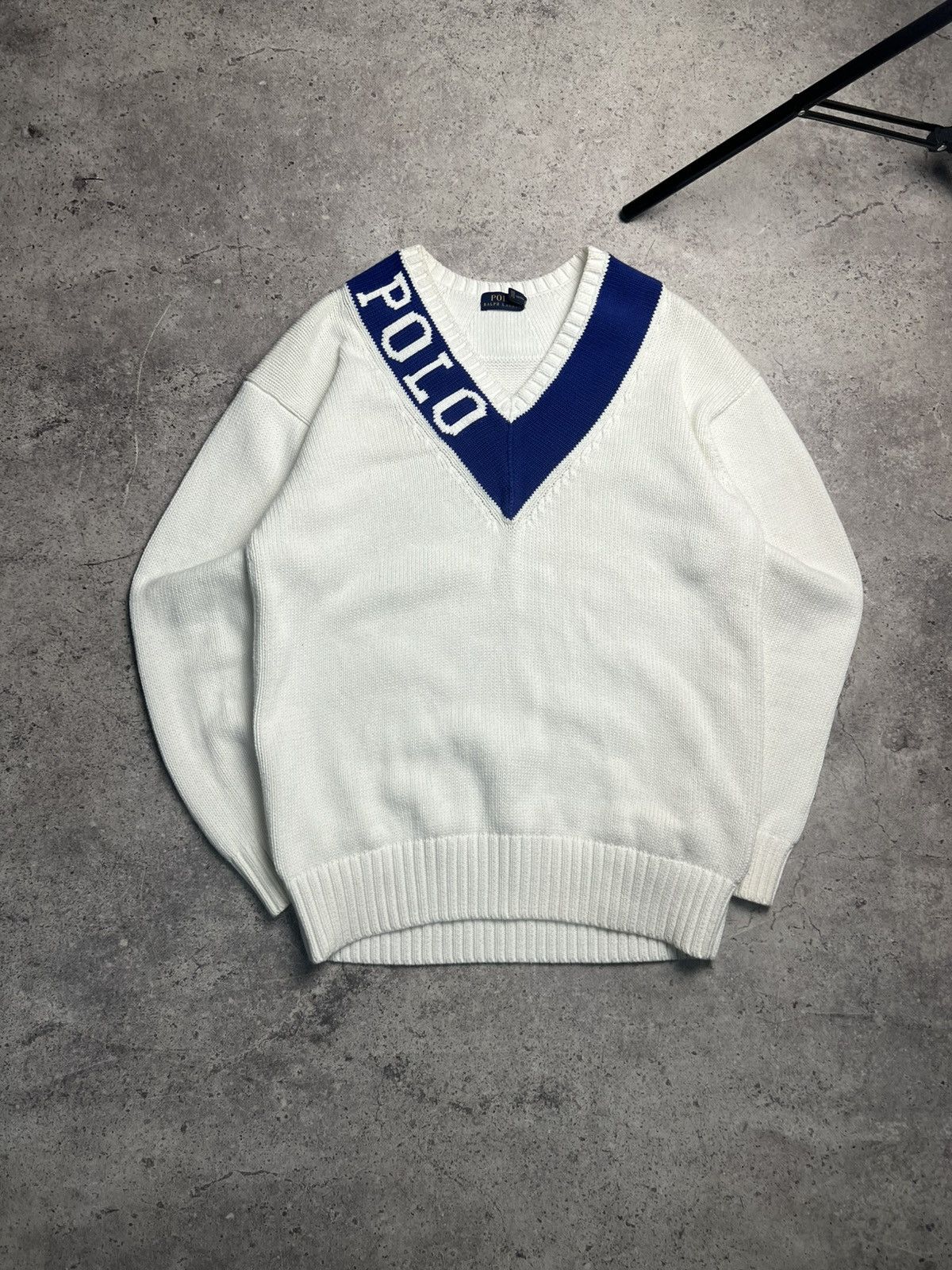 Polo Ralph Lauren Vintage 90s Preppy Knit V-neck Sweater Tennis Size S Size US S / EU 44-46 / 1 - 1 Thumbnail