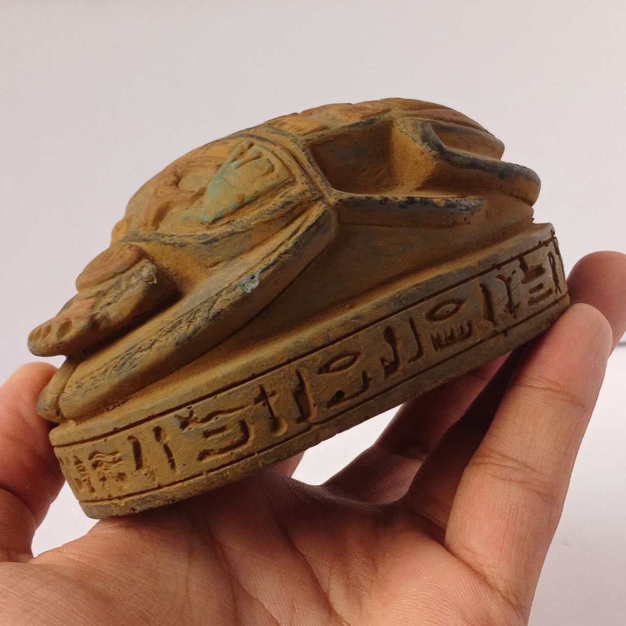 Handmade Large Egyptian Scarab with Hieroglyphs Hand Carved Style Size ONE SIZE - 2 Thumbnail