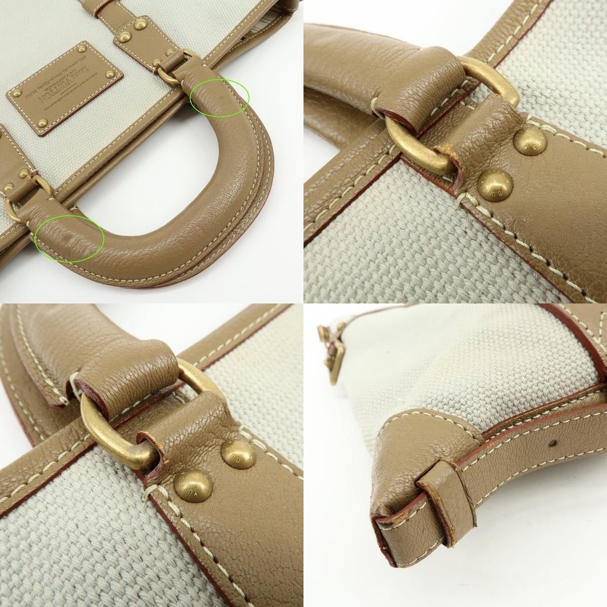 Louis Vuitton Louis Vuitton Antigua Poaplum GM Canvas & Leather Tote White Size ONE SIZE - 4 Thumbnail